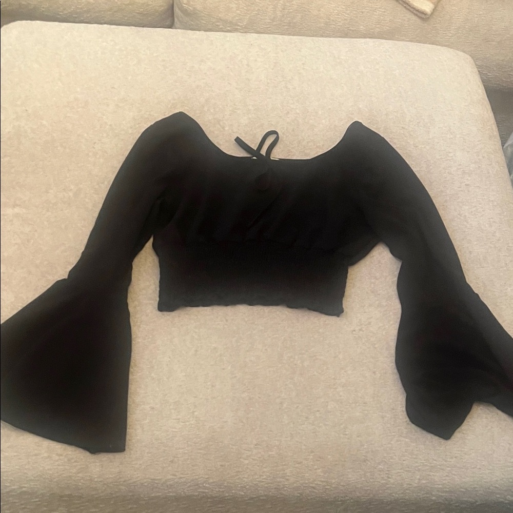 Elegant Black Women's Bell Sleeve Top